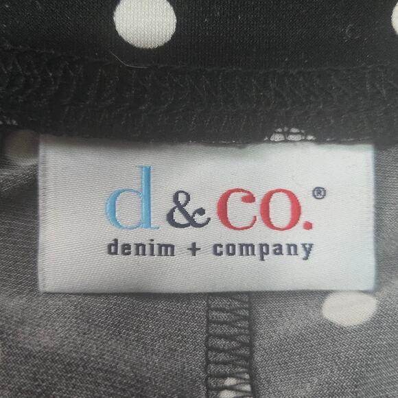 D & Co Wide Leg Pull On Cropped Pant Black White Polkadot Size Large - Picture 3 of 8